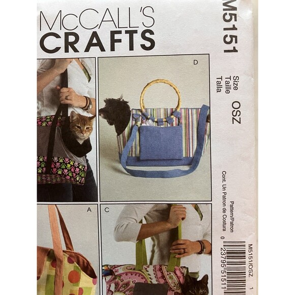 McCall's Pattern - Pet Carriers (One Size) #M5151 - Uncut 4 Designs Dog Cat - Picture 3 of 8